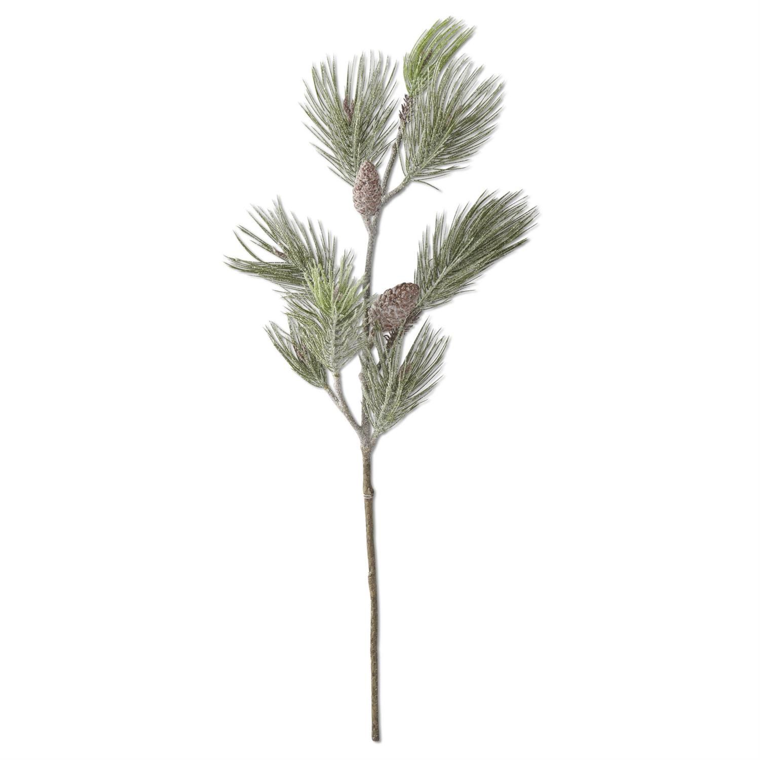 Stem, 38" Glittered Long Needle Pine w/Cones