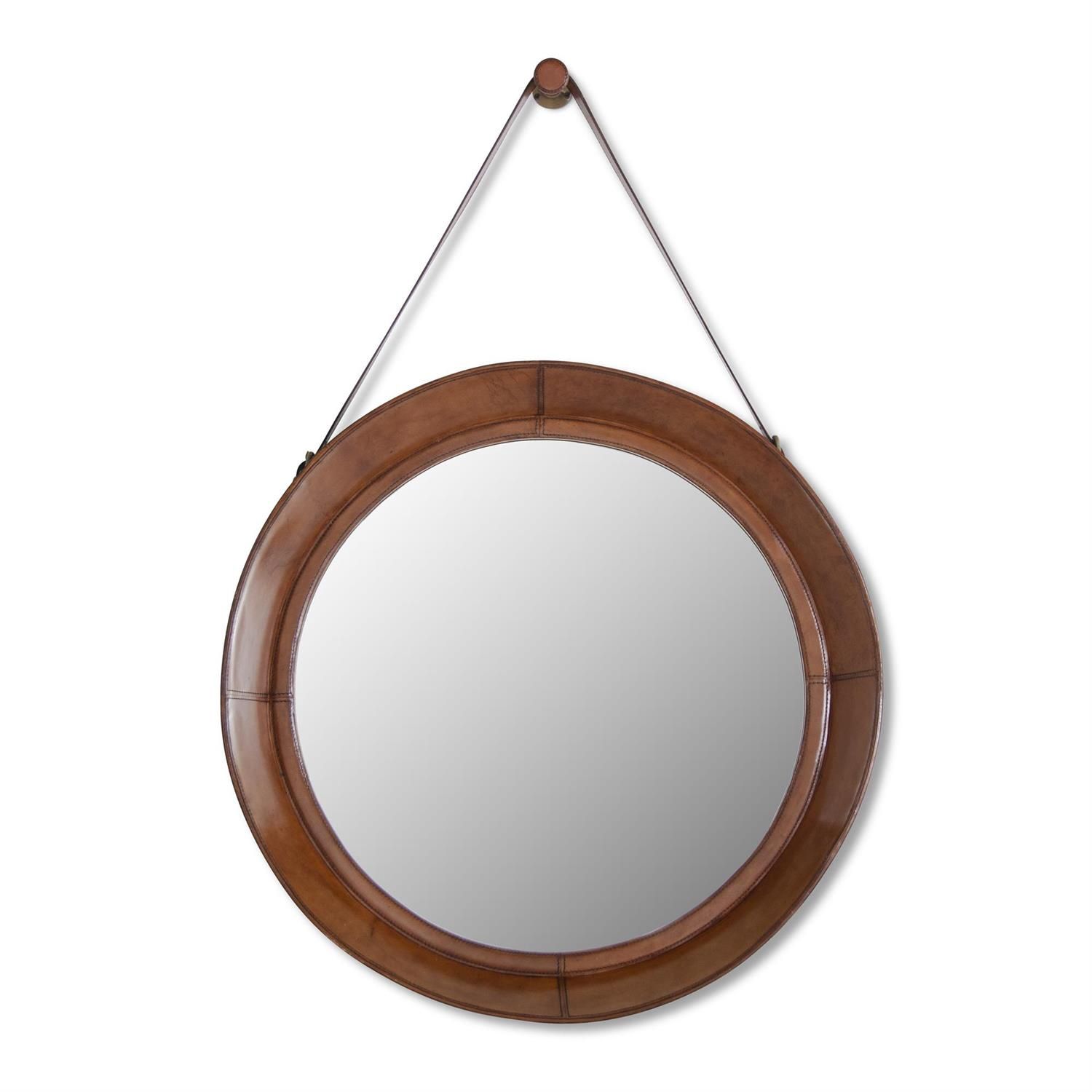 Mirror, Leather Framed lg 28"