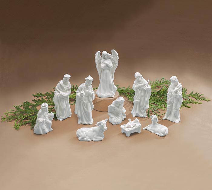 nativity, ceramic 10pc white