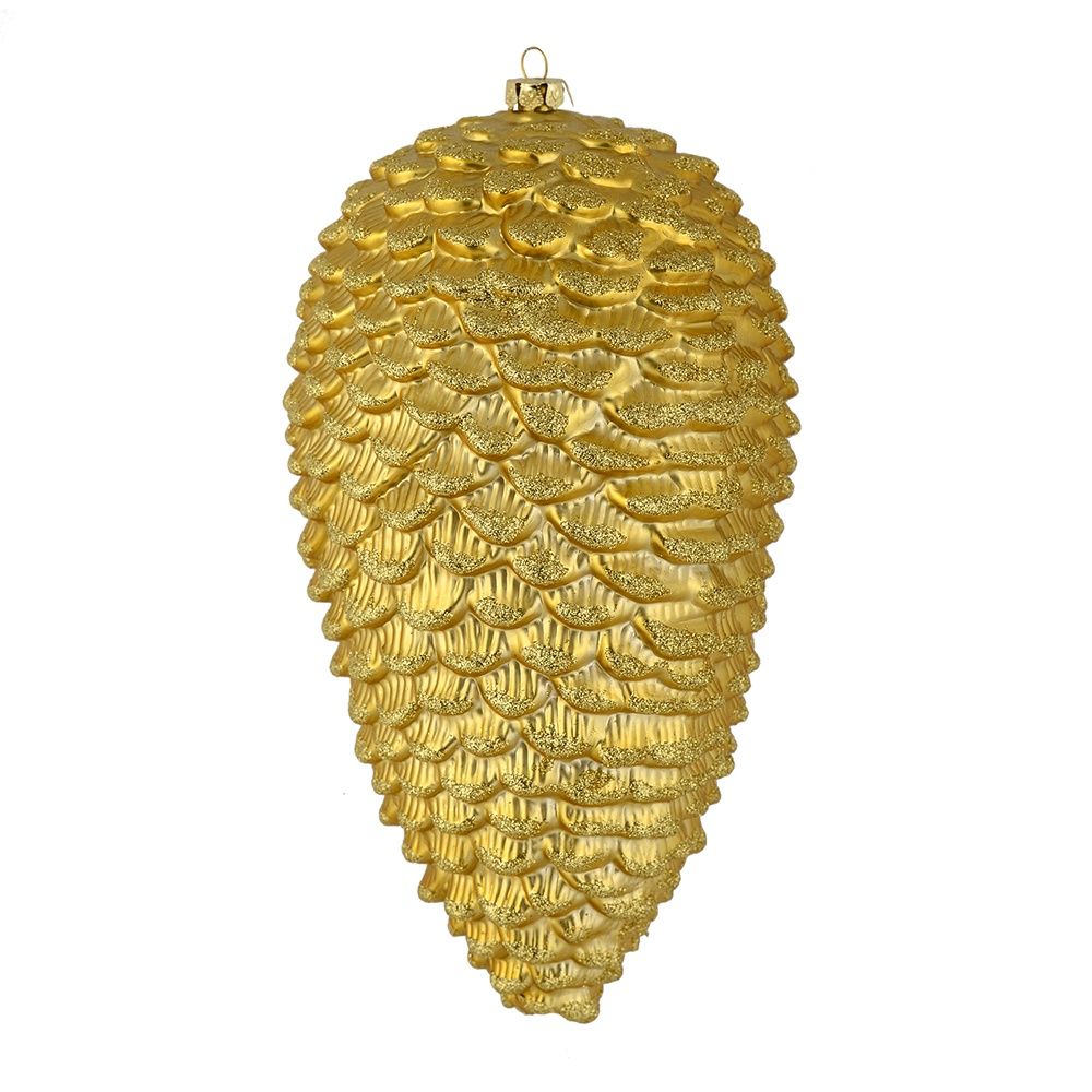 Ornament, Gold Matte Pinecone 7" shatter proof