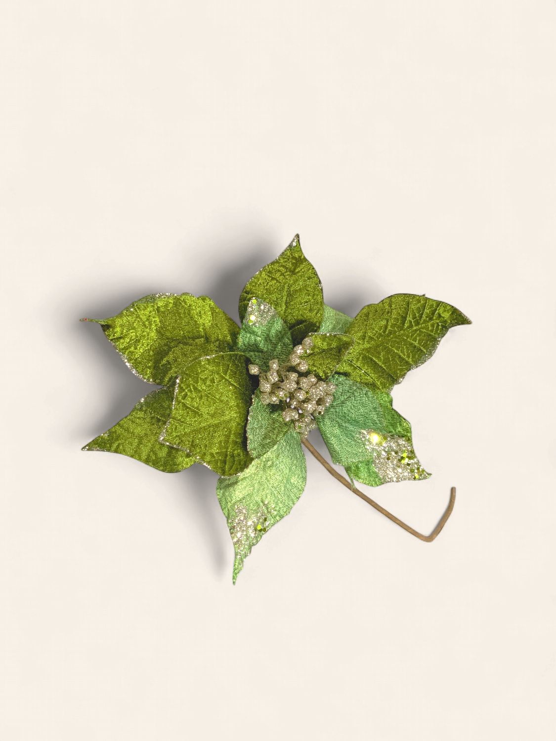 Poinsettia, Velvet Green 22" glitter