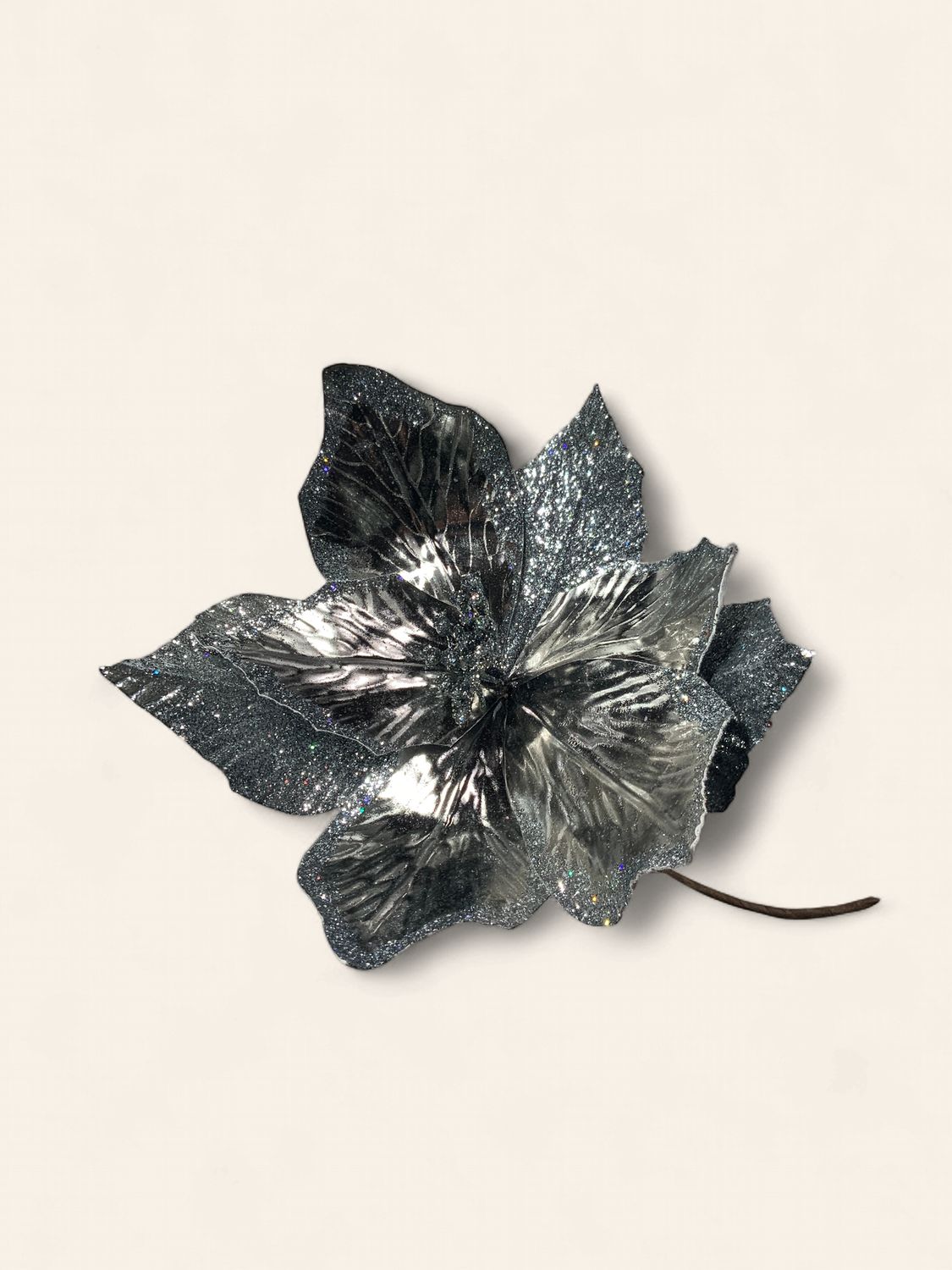 Poinsettia, Pewter Metallic 20" glitter