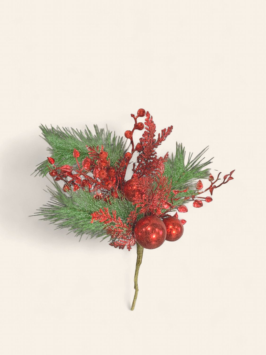 PICK, BALL BERRY PINE 16"RED GREEN