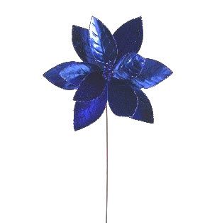 POINSETTIA, VEL STEM 22"12"DK BLUE