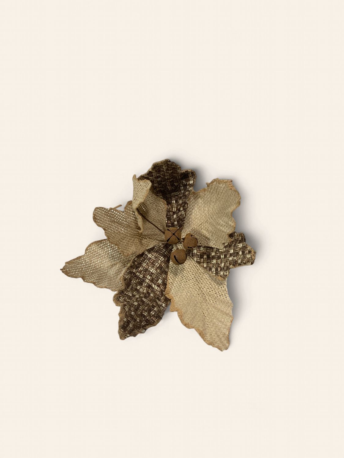 Poinsettia, Twead Burlap Bell Neutral