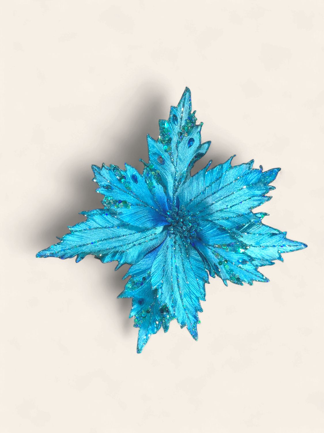 Poinsettia, Sky Blue 13" glitter