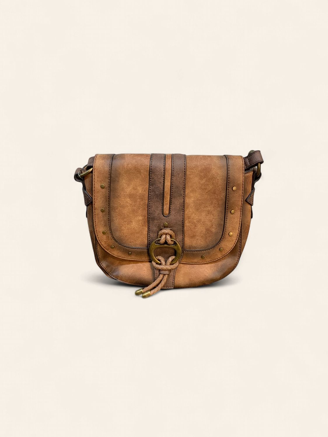 Saddle Bag, Brass Studs brnsh brown