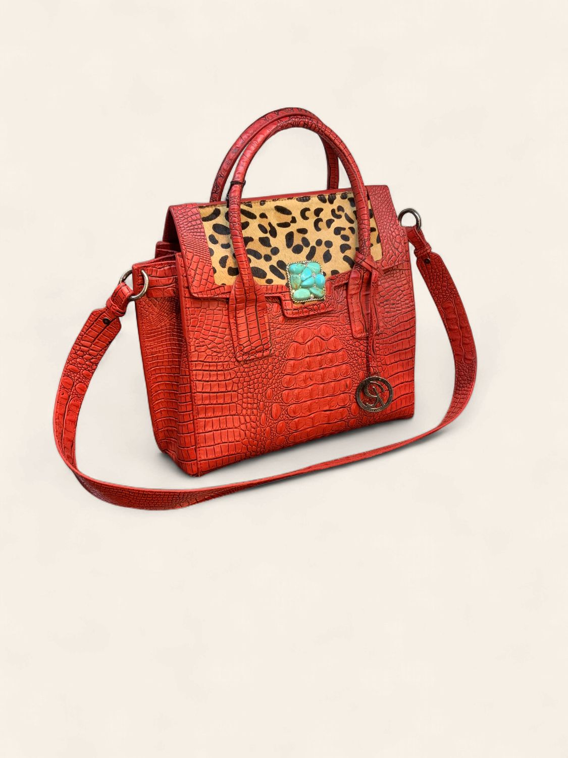 Satchel, Top Flap Turq Sq