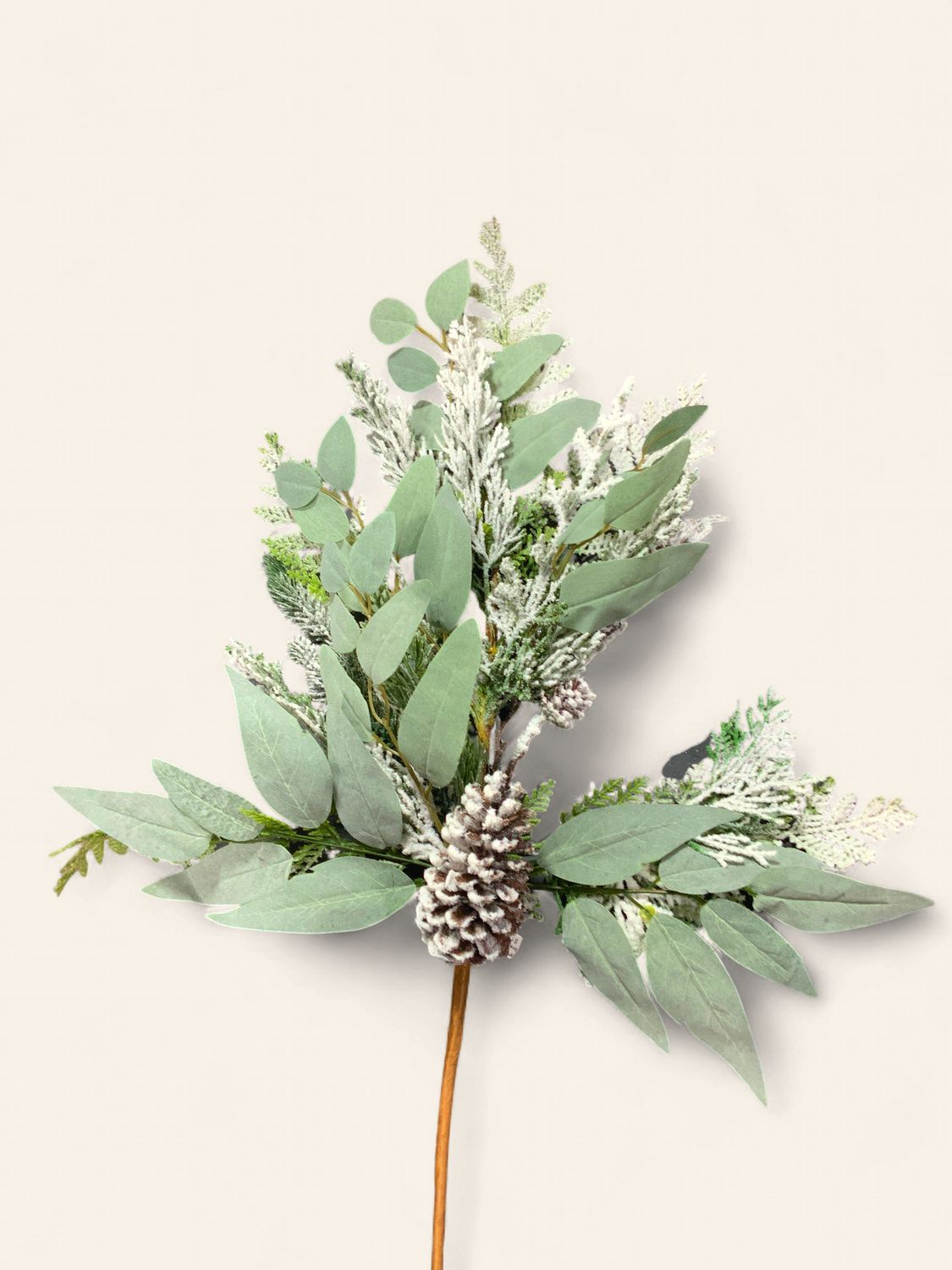Spray, Flocked Pine 28" w/cones