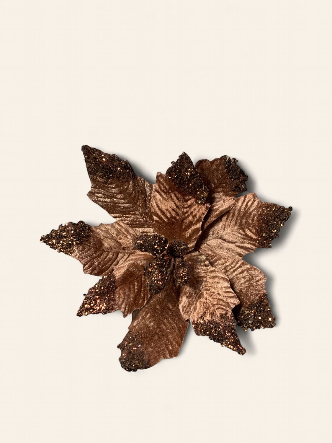 Spray, Sequin Poinsettia 22" Brown