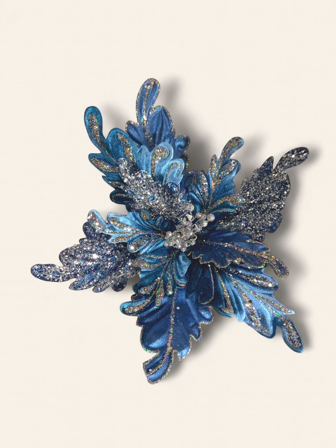 Spray, Navy Poinsettia 14" glitter