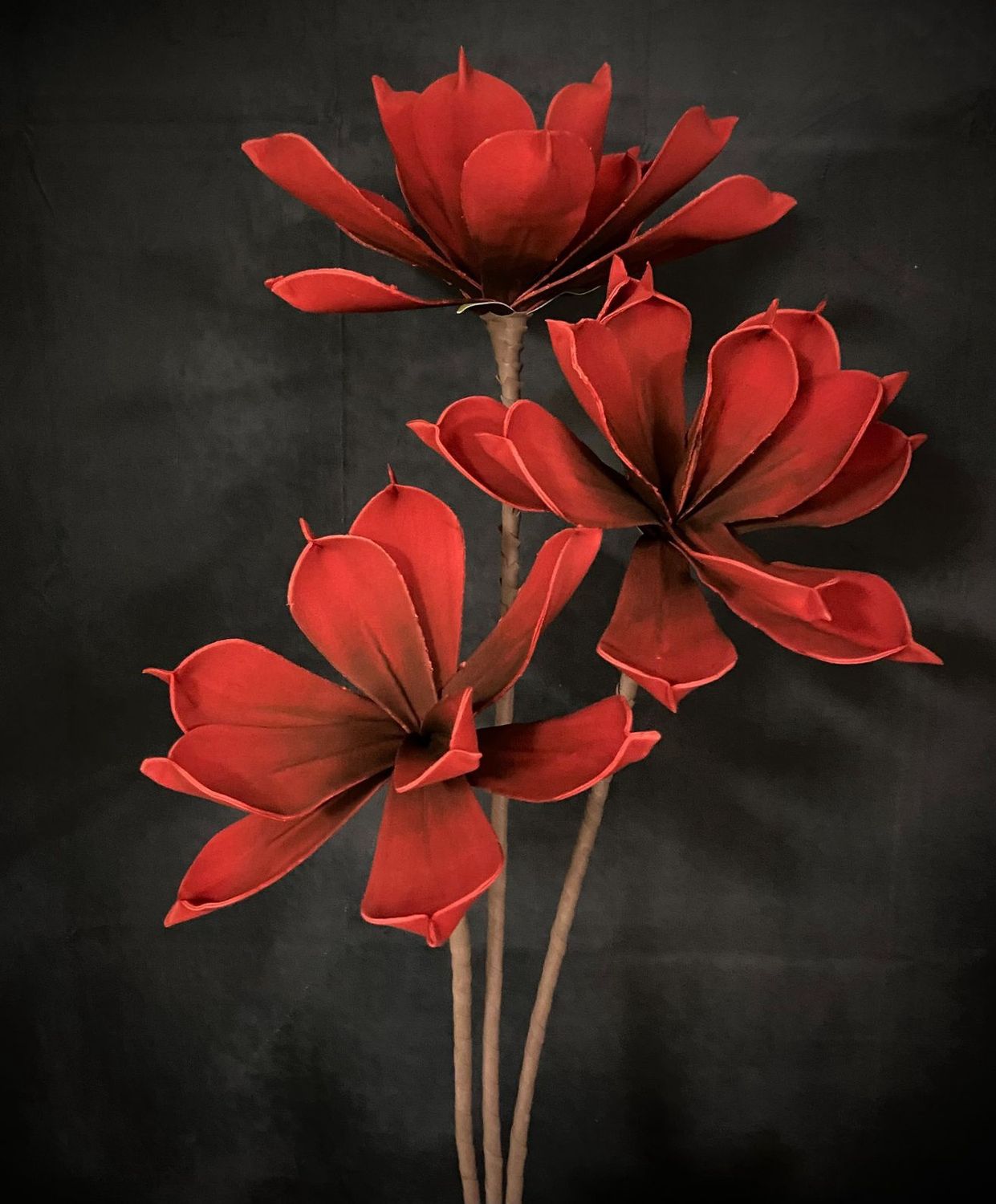 Stem, Red Foam Flower 40" 3 Heads