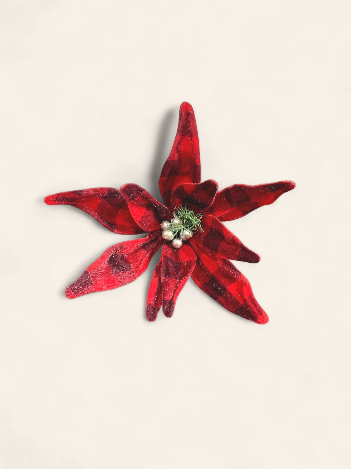 Clip, Buffalo Check Poinsettia 9.5"