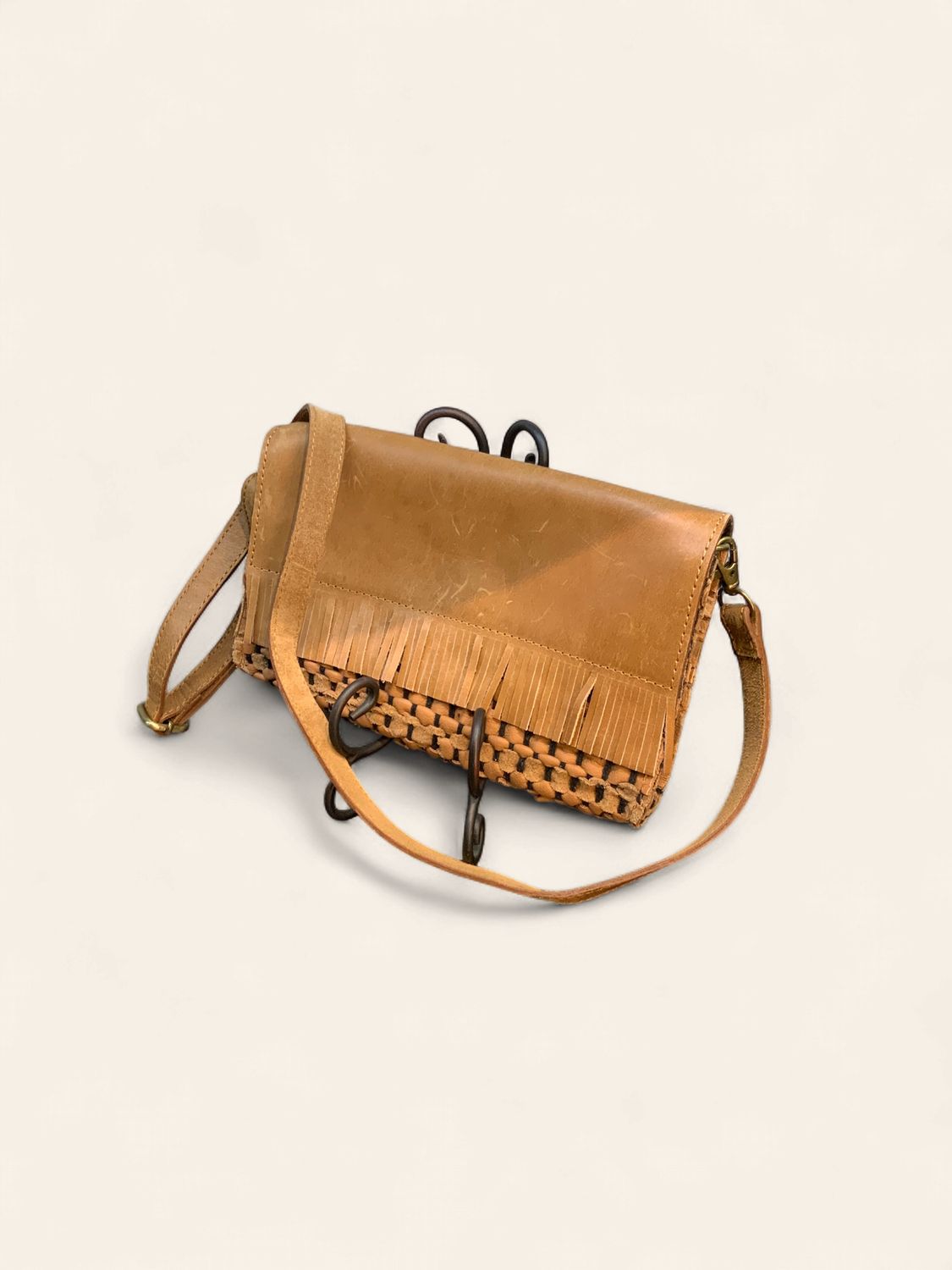 Crossbody, Woven Leather Brown BrnMiniFring