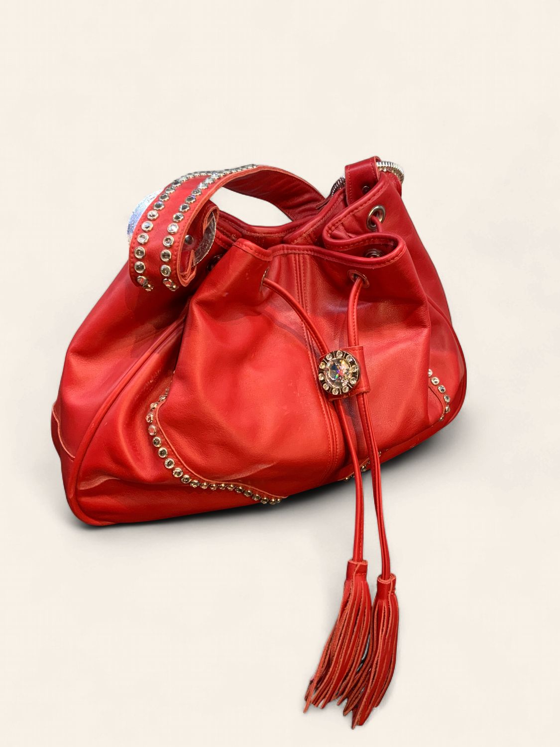Drawstring, Red Leather