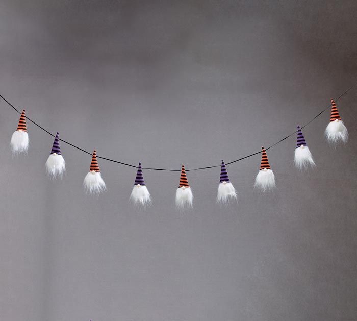 Garland, Halloween Gnomes Purp/Orng