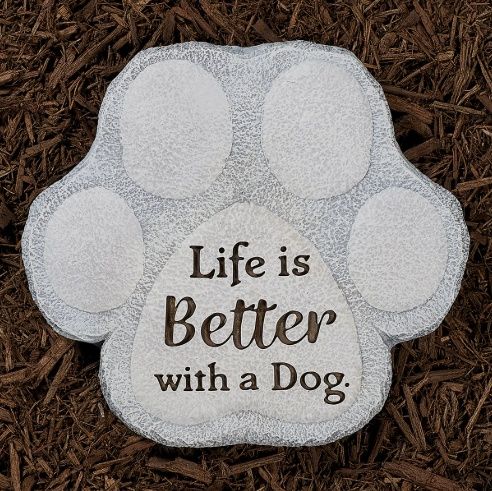 garden stone, pet paw prints