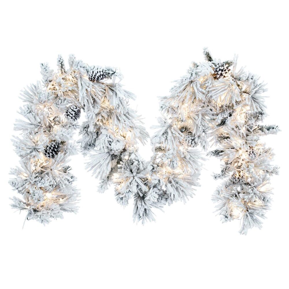 Garland, Flocked Atka 9'x14" prelit