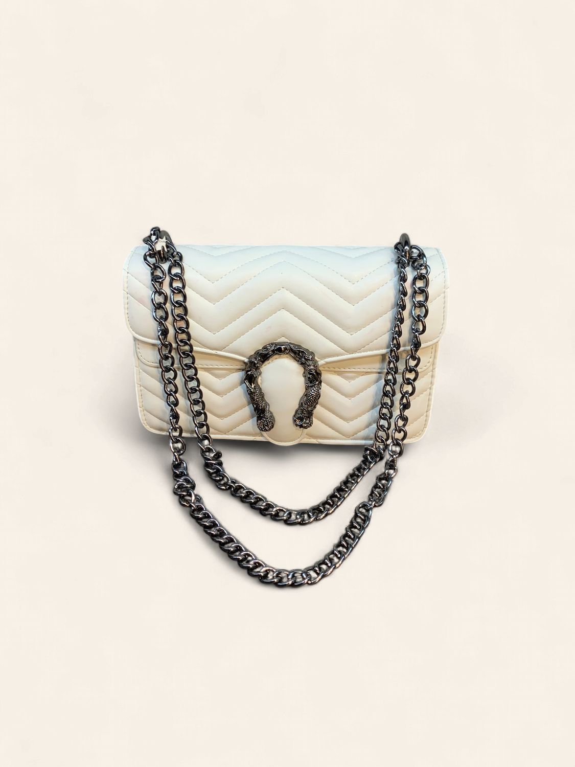 Handbag, Kelly Quilted white