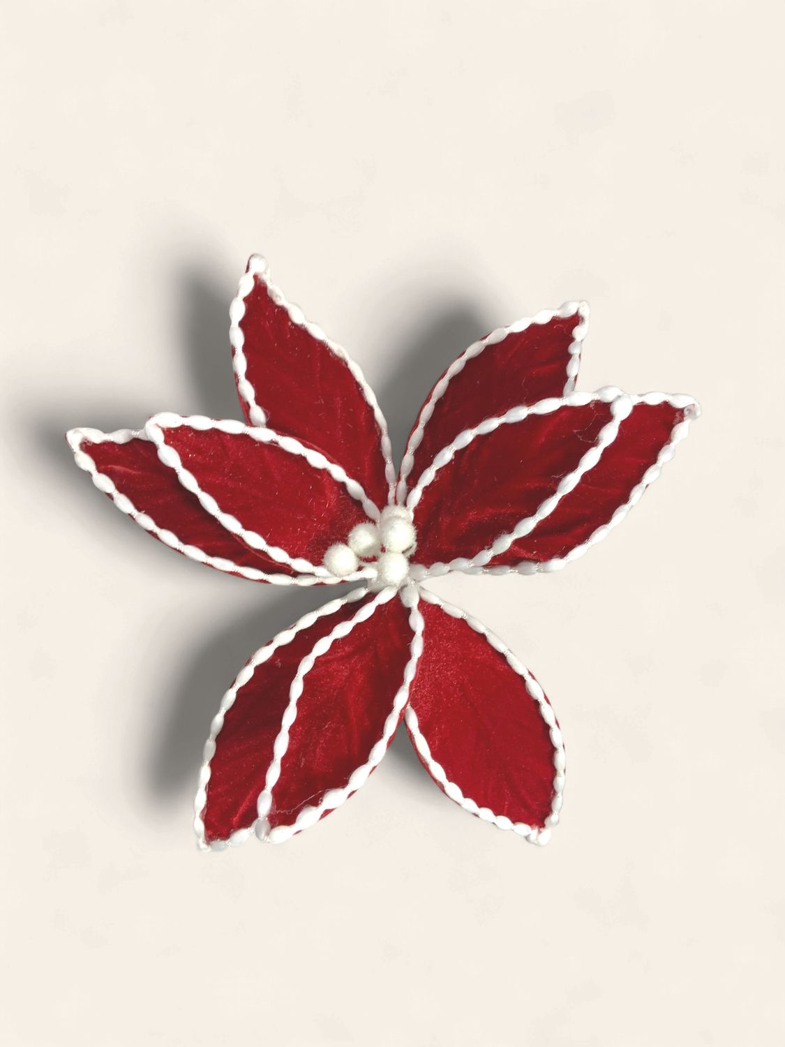 Poinsettia, Velvet Cotton Edge Red/white