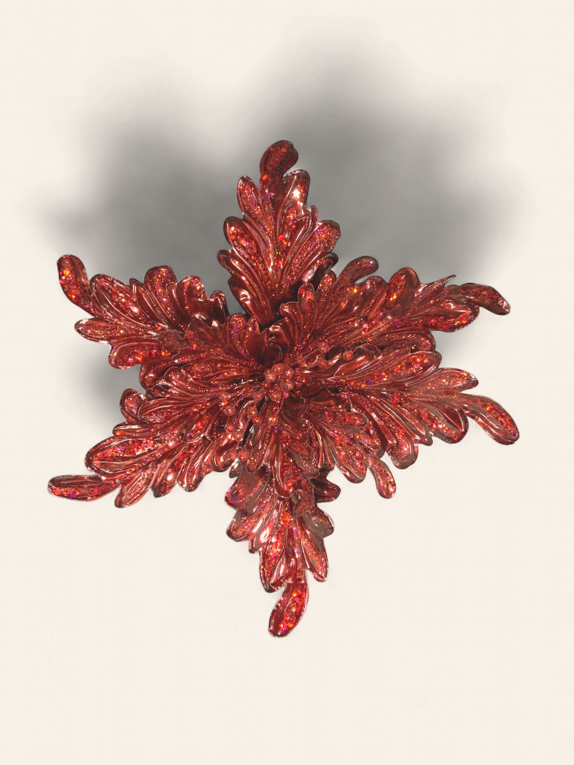 Poinsettia, Burgundy ruffle 14" glitter