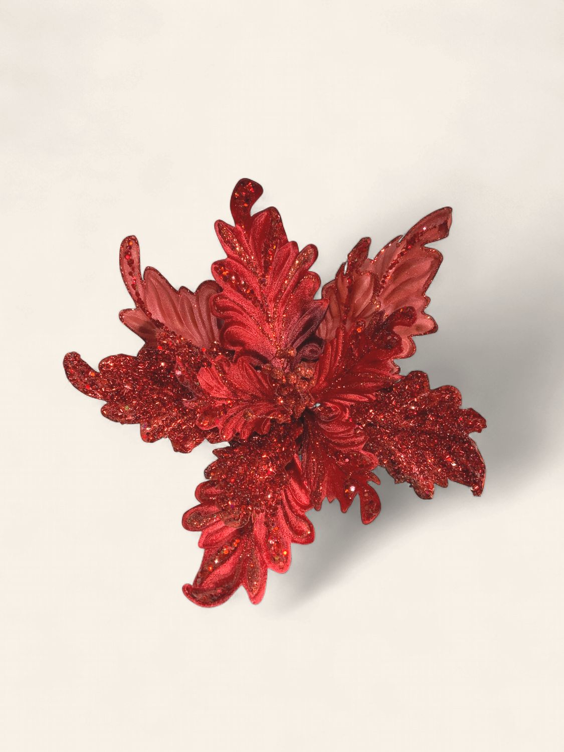 Poinsettia, Red Ripple Edge 14" glitter