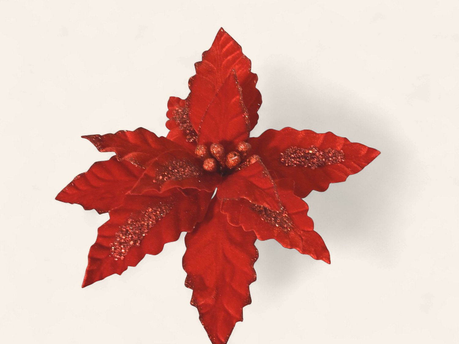 Poinsettia, Velvet Beaded 22" Red