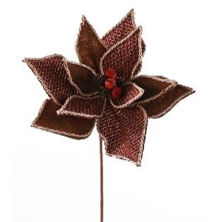 STEM, TWEED POINSETTIA STEM 14"RED NAT