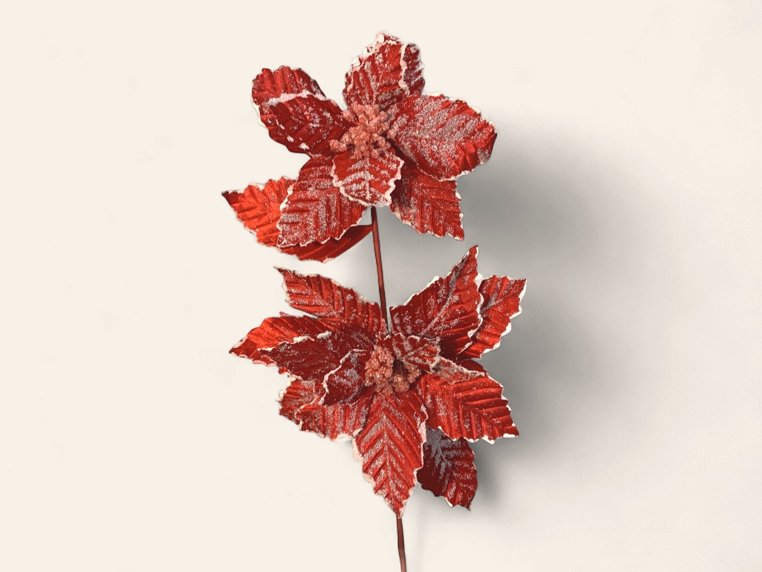 Spray, Double Poinsettia 27" Snow Red