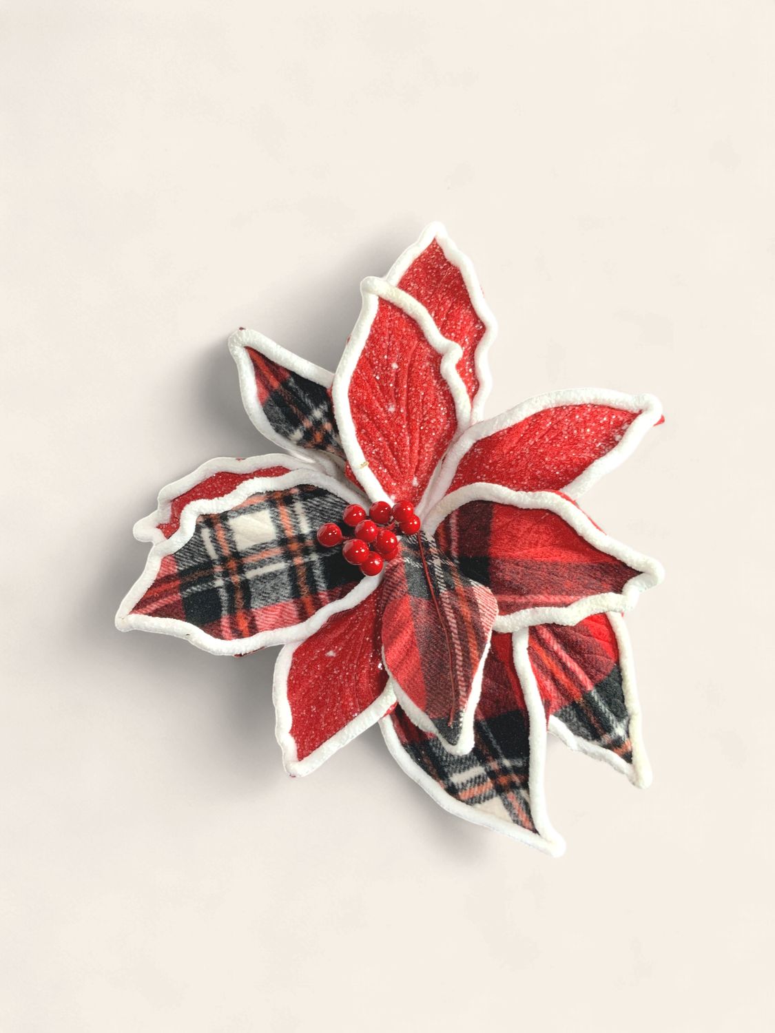 Poinsettia, Buffalo Check whtie edge