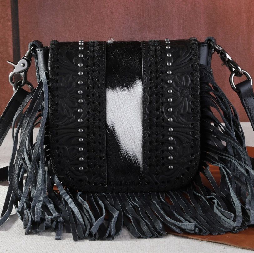 Crossbody, Montana West Braided/Studs/Fringe Asst Colors
