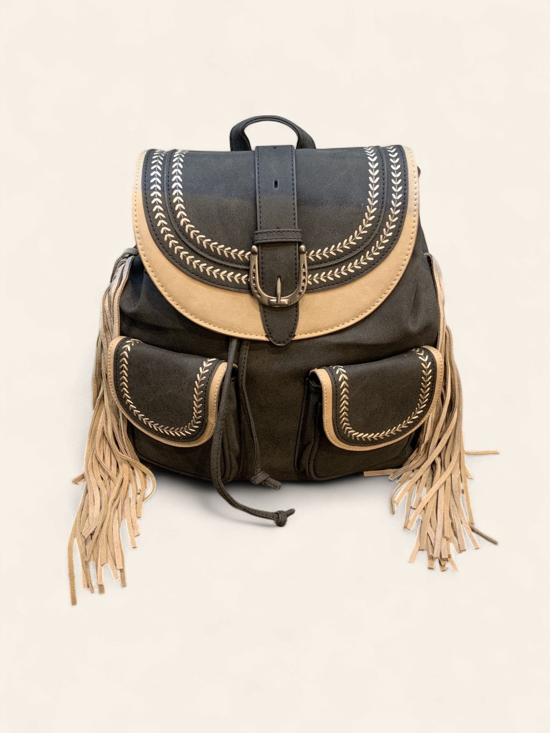 Backpack, Montana West Embroidered Leaf w/Fringe Asst Colors