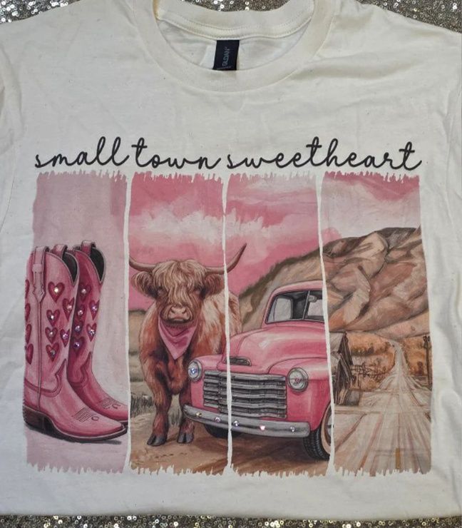 T-Shirt, Small Town Sweetheart w/Bling