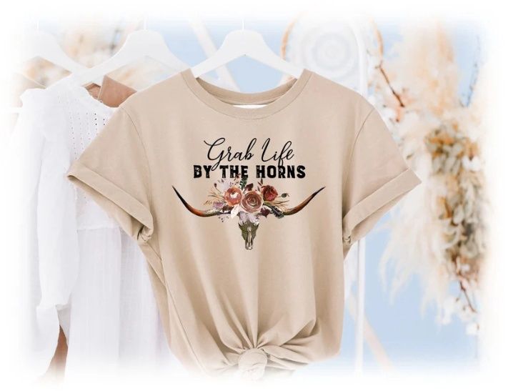 T-Shirt, Grab Life By Horns Bling
