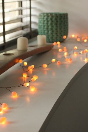 String Lights, 60 LED Teardrop Peach B/O