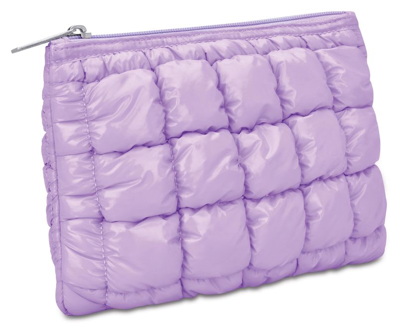 Lavender Shiny Puffer Pouch