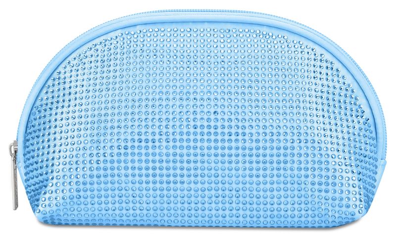 Cosmetic Bag, Blue Rhinestone Oval