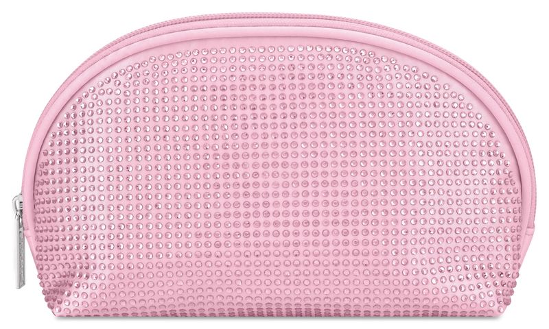 Cosmetic Bag, Pink Rhinestone Oval