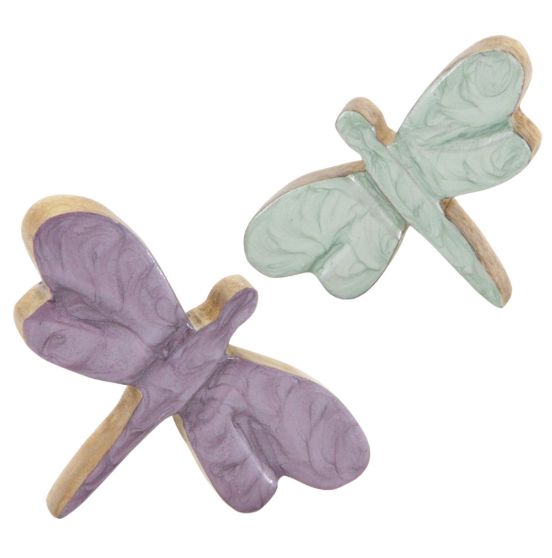 Tabletop, Set/2 Closed Wing Gr/Prp Enamel Dragonflies