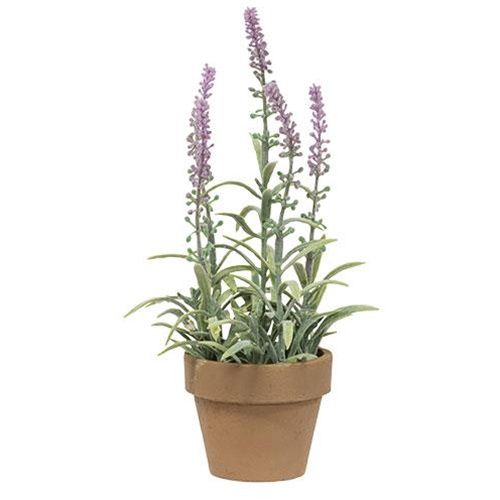 Faux Flowering Sage Potted 10"