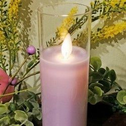 LED Candle, Lavender Glass Pillar 2x5" B/O
