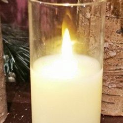LED Candle, Cream Glass Pillar 2x5" B/O