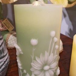 Water Candle, Lt Green Daisy Fountain