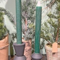 Candle, Dk Green 9" Taper B/O