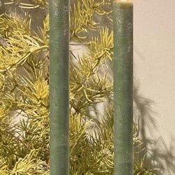 LED Candle, Dk Green Taper Set/2 Taper