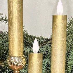 LED Candle, 5" Gold Taper Set/3