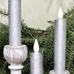 LED Candle, 5" Siver Taper Set/3
