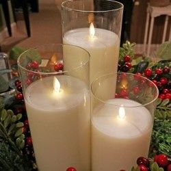 LED Candle, Cream Glass 3"x8/10/12 Asst