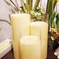 LED Candle, Yellow Glass 4"x8/10/12" Asst