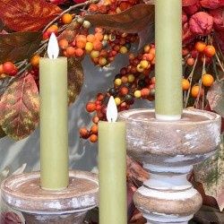 LED Candle, 5" Sage Green Taper Set/3